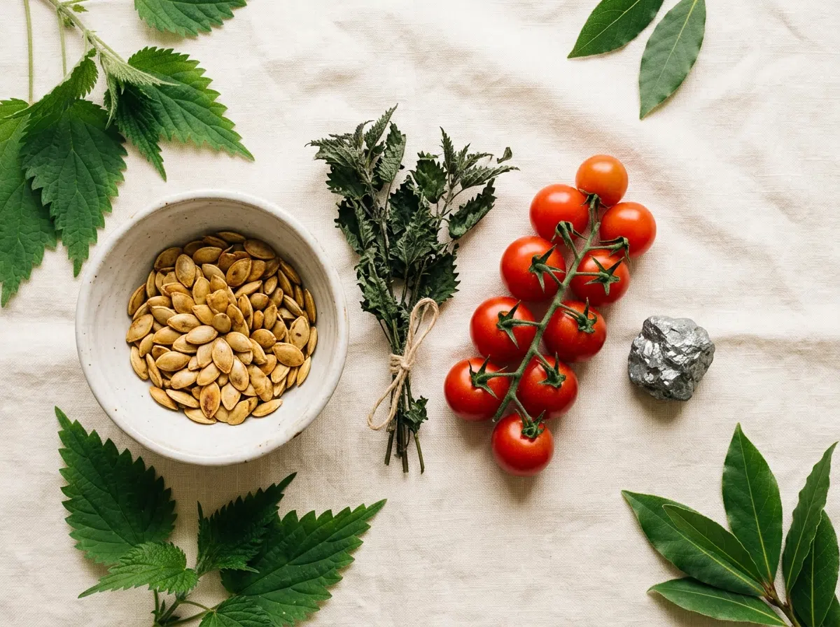 Pumpkin seeds, nettle herb, tomatoes and zinc minerals - key Hardero ingredients